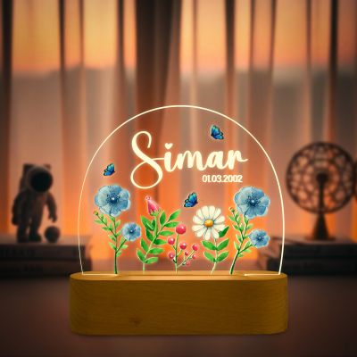 Personalized Name Led Lamp Gift for Girls, Boys, Kids, Girlfriend, Boyfriend, Husband, Wife Custom Name Light Bedside Desk Table Lamp Warm White Light & Adapter
